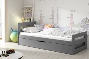 Łóżko sosnowe ERNI 1- osobowe podnoszone kolor grafit 90x200