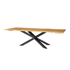 Stół rozkładany metalowo-dębowy ST 389 blat 4 cm 140x77x90