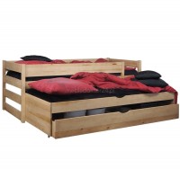 Łóżko sosnowe TOMI z dolnym spaniem i szufladą 90x200