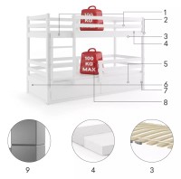 Łóżko BINGO piętrowe ze schowkiem 80x190 sosnowe białe grafit