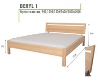 Łóżko sosnowe Beryl 1 profilowany prostokątny szczyt 140x200