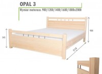 Łóżko sosnowe Opal 3 wysokie prostokątne szczyty zabudowant tył 160x200