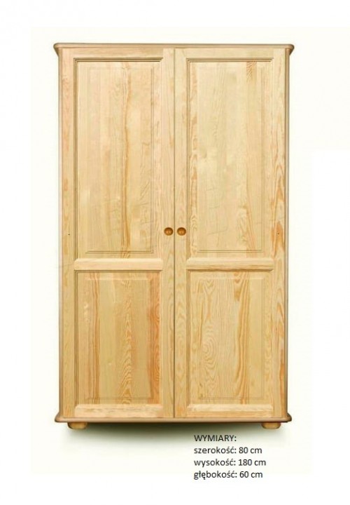 Szafa sosnowa 2 drzwiowa z drążkiem 80x180x60