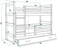 Łóżko sosnowe piętrowe RICO sosna 90x200 z szufladą