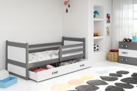 Łóżko sosnowe parterowe RICO kolor grafit 90x200 z szufladą