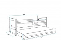 Łóżko sosnowe 2-poziomowe RICO kolor biały 90x200