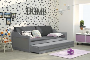 Łóżko sosnowe 2-poziomowe DAWID kolor grafit 80x190