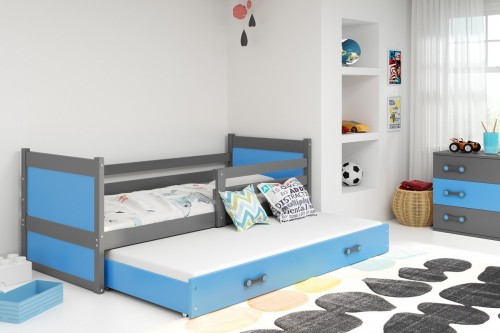 Łóżko sosnowe 2-poziomowe RICO kolor grafit 90x200