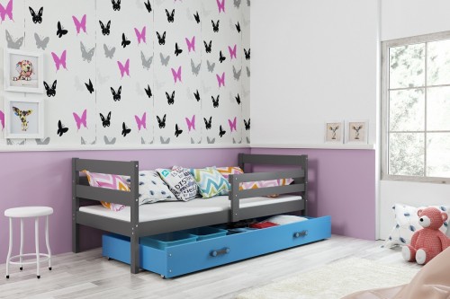 Łóżko sosnowe ERYK 1- osobowy kolor grafit 90x200 z szufladą