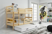Łóżko sosnowe ERYK piętrowe 3-osobowe 80x160