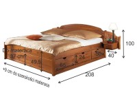 Łóżko sosnowe Zofia z szufladami 120x200