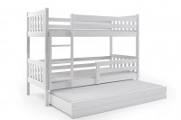 Łóżko CARINO piętrowe 3-osobowe sosnowe białe 80x190