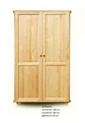 Szafa sosnowa 2 drzwiowa z drążkiem i półkami 100x180x60