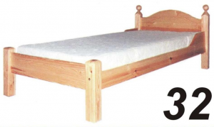 Łóżko sosnowe Łd 32 z kulami 100x200